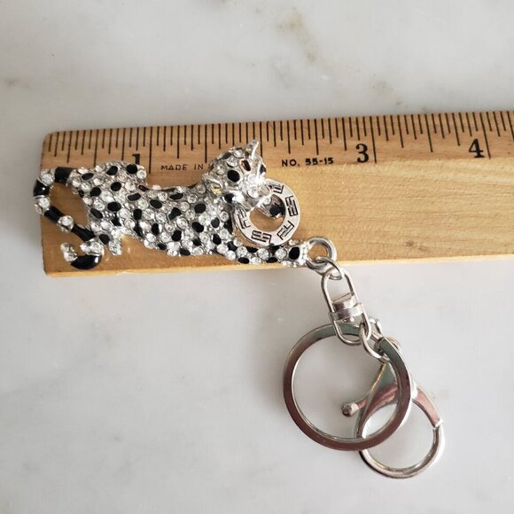 Vintage EFFY Rhinestone & Enamel Panther Silver Tone Key Chain/Purse Clip - Picture 5 of 8